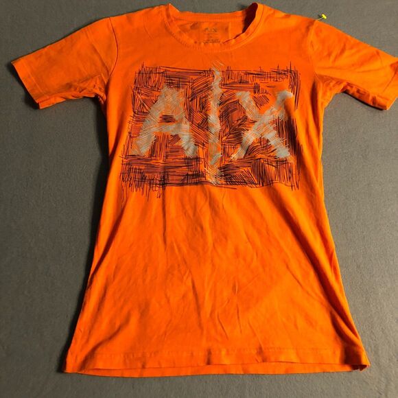 Armani Exchange Tops - armani exchange womens t shirt top medium m orange graphic pencil drawing s15